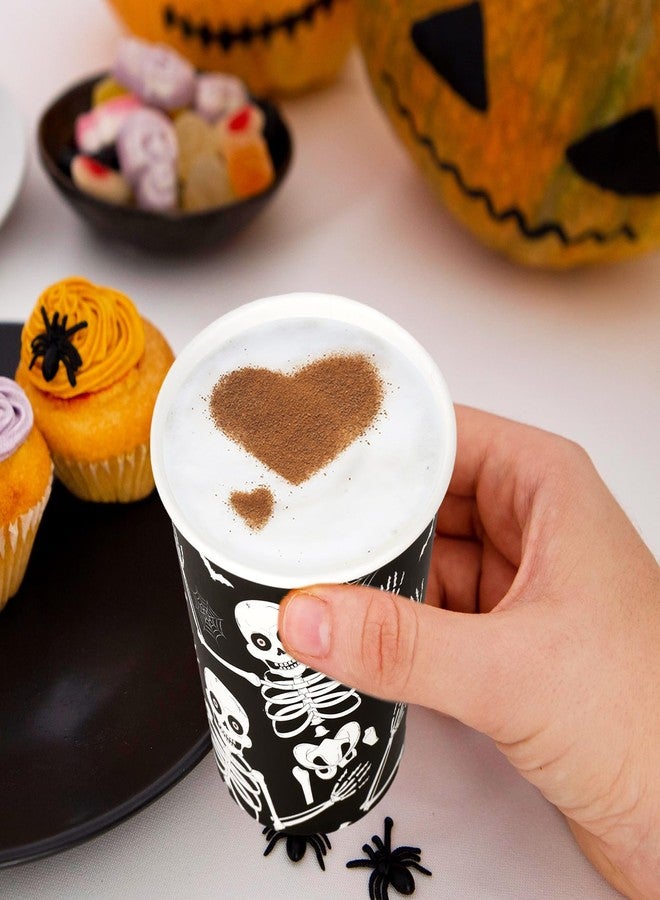 JarThenaAMCS مجموعة جارثينا إيه إم سي إس، ٥٠ قطعة من أكواب ورقية للاستخدام مرة واحدة للهالوين، سعة ٩ أونصات، بتصميم هيكل عظمي، مثالية لحفلات الهالوين، والقهوة، والعصائر، والمشروبات الساخنة والباردة، ولوازم حفلات الهالوين. - Image 4